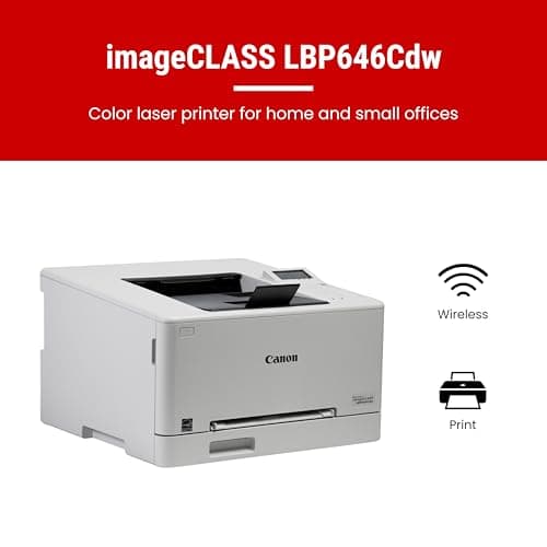 Canon Color imageCLASS LBP646Cdw Wireless Laser Single-Function Printer for Duplex Printing, White - 26 PPM Home Office, Small Office Printer
