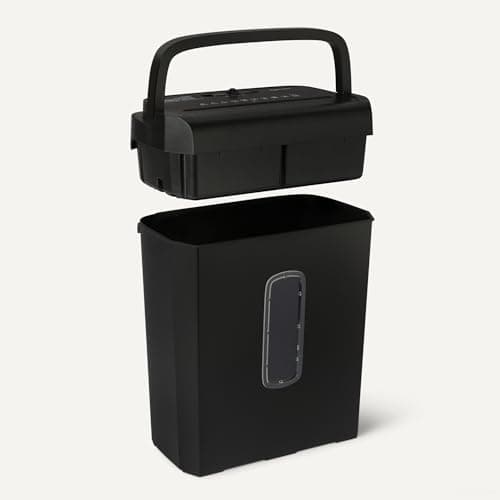 Amazon Basics 6-Sheet High Security Cross-Cut Paper and Credit Card Shredder, 3.7 Gallon, Shreds Staples, Auto Shut-Off, Compact Design for Home, Black