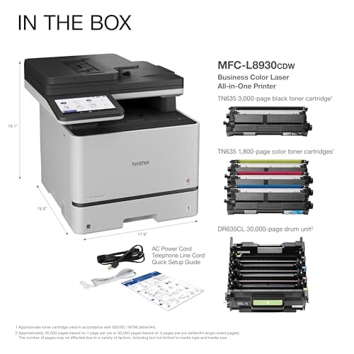 Brother MFC-L8930CDW Business Color Laser All-in-One Printer with Duplex Print, Scan, Copy, Low-Cost Printing, and Advanced Security Features