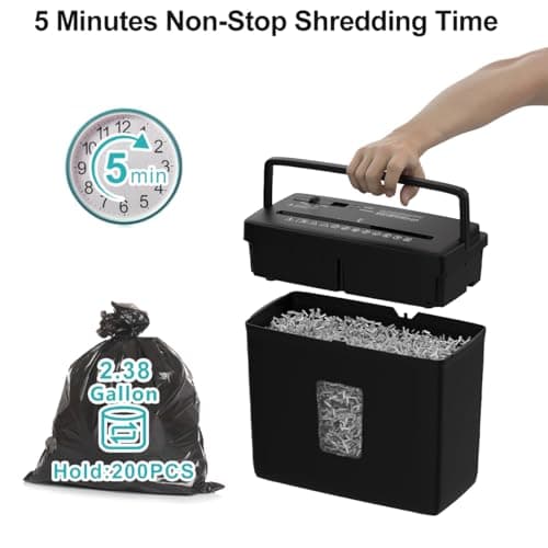 Woolsche Paper Shredder for Home,5 Sheet Desktop Cross Cut with 2.38-Gallon Basket Shredder,P-4 Security Level, 4-Mode Design, Shreds Paper/Credit Card - Durable, with Jam Proof Function for Home