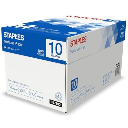 Staples Multipurpose Copy Paper Test – 5000 Blatt Büropapier für Laser & Inkjet