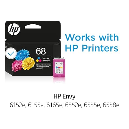 HP 68 Tri-Color Ink Cartridge | Works Envy 6100e, 6500e Series | Eligible for Instant Ink | 7FP20TN | Packaging May Vary