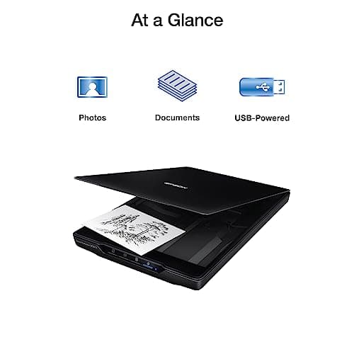 Epson Perfection V19 II Color Photo and Document Flatbed Scanner with 4800 dpi Optical Resolution USB Power, High-Rise, Removable Lid