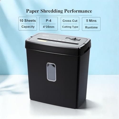 Wingwise Paper Shredder for Home Office, 10 Sheets Cross Cut Credit Card Shredder with 4 Gallons Basket, Portable Handle, P-4 High Security