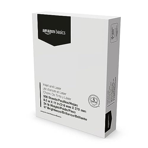 Amazon Basics Multipurpose Copy Printer Paper, 8.5 x 11 Inches, 24 lb Weight, 97 Bright White, 1500 Sheets (3 Packs of 500), for Inkjet and Laser