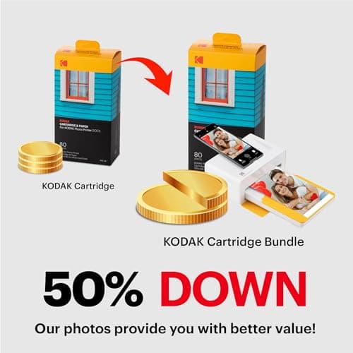 KODAK Dock Plus 4x6'' Photo Printer, 50 Sheets, Docking & Bluetooth Smartphone Printer for iPhone & Android, Instant Color Prints, 4PASS Dye Sublimation