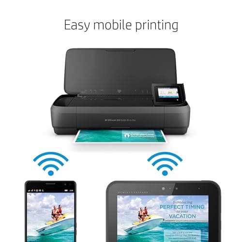 HP OfficeJet 250 Wireless Mobile Printer, Scanner, Copier - Black, Battery Included (CZ992A)