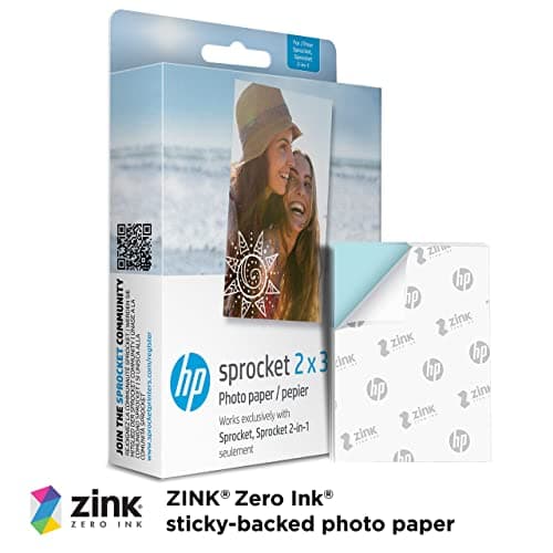 HP Sprocket 2x3" Premium Zink Sticky Back Photo Paper (100 Sheets) Compatible with HP Sprocket Photo Printers.
