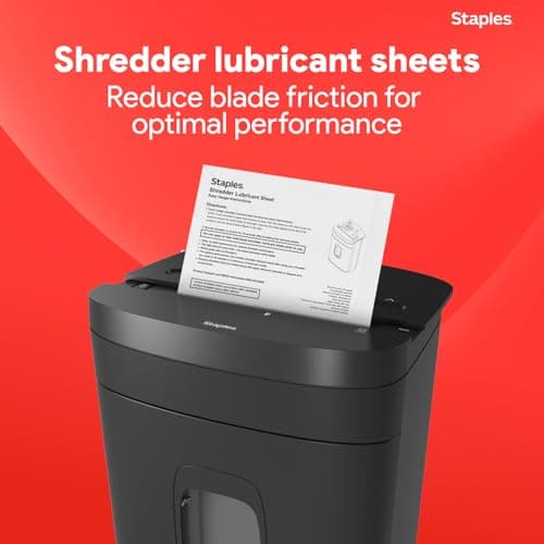 Staples Shredder Lubricant Lubricating Sheets, Reduces Friction & Noise, Keeps Blades Sharp, Pack of 24