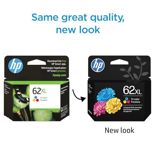 HP 62XL Tri-Color High-Yield Ink | Works with Envy 5540, 5640, 5660, 7640, OfficeJet 5740, 8040, OfficeJet Mobile 200, 250 | Instant Ink Eligible | C2P07AN | Packaging May Vary