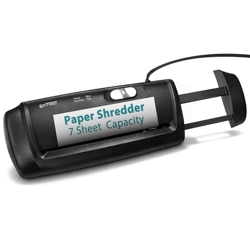 Paper Shredder for Home, Portable Paper Shredders Heavy Duty with Extendable Arm – 7 Sheet Strip-Cut, Credit Card Slot, Mini Document Shredder Without Basket for Home, Office, Overheat, Jam protection