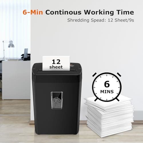 Bonsaii 12-Sheet Cross Cut Paper Shredder, 5.5 Gal Home Office Heavy Duty Shredder for Paper, Credit Card, Mail, Staples, with Transparent Window, High Security Level P-4 (C275-A)
