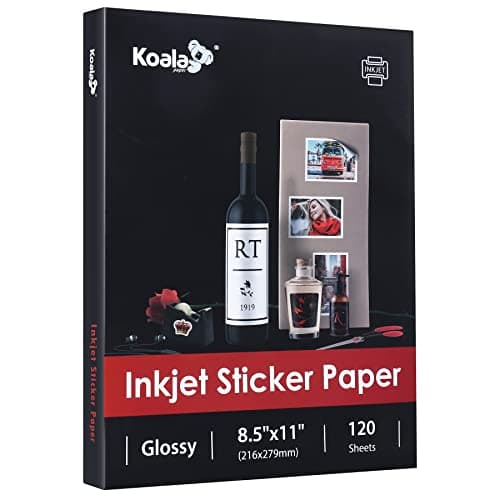 Koala Printable Sticker Paper – 120 ark vit glansig etikettpapper för bläckstråleskrivare