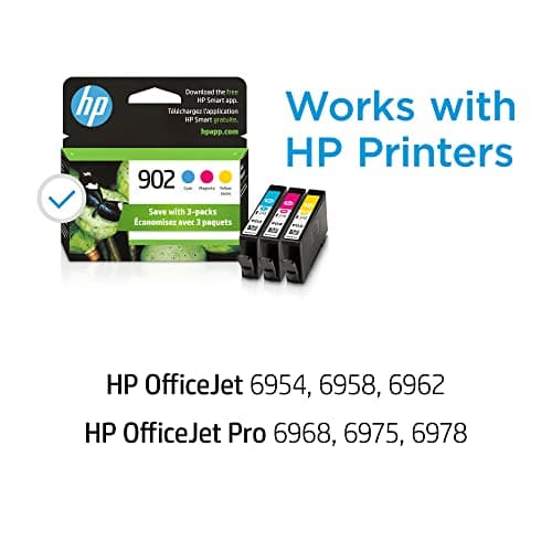 HP 902 Cyan, Magenta, Yellow Ink Cartridges Printers | Works with Printer Series: OfficeJet 6950, 6960; OfficeJet Pro 6960, 6970 | Eligible for Instant Ink | T0A38AN