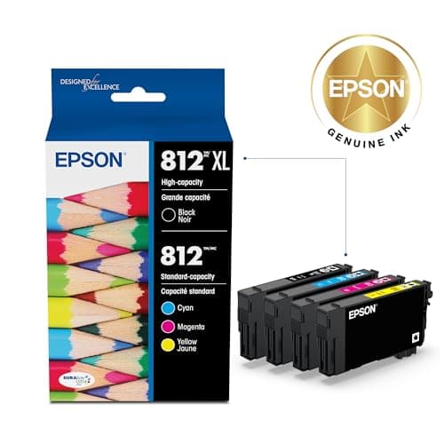EPSON 812 DURABrite Ultra Ink High Capacity Black & Standard Color Cartridge Combo Pack (T812XL-BCS) Works with WorkForce Pro WF-7310 ,7820, 7840, EC-C7000