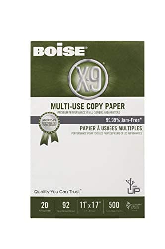Boise X-9 Multi-Use Printer & Copy Paper, 5 Reams, White, Ledger (11in x 17in), 2500 Sheets Per Case, 20 Lb, 92 Brightness