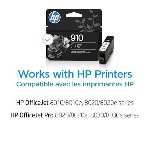 HP 910 Black Ink Cartridge | Works with OfficeJet 8010, 8020 Series, OfficeJet Pro 8020, 8030 Series | Eligible for Instant Ink | 3YL61AN