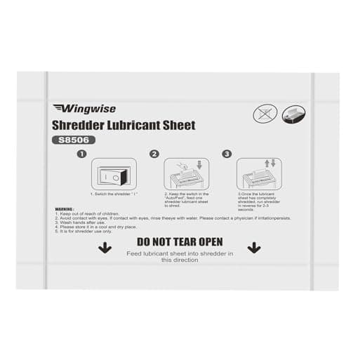 Wingwise 12-Pack Shredder Lubricant Sheets, 8.5 x 6 Inches, Sharpens Blades & Reduces Jams, Mess-Free Maintenance for All Shredders