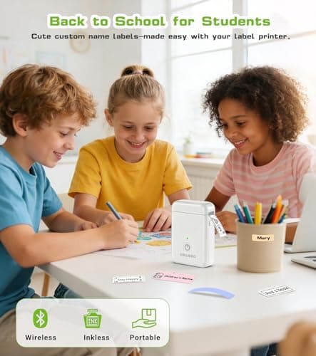 ORGBRO Label Maker Machine with Tape, X1 Portable Bluetooth Mini Label Printer, Support Pre-Cut & Continuous Label, Wireless Small Label Makers with Versatile App for School Home Office Organization