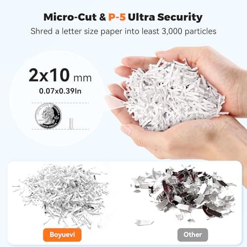 Boyuevi 200-Sheet Auto Feed Paper Shredder, Touchscreen Heavy Duty Shredders, 40 Min Non-Stop, P-5 Ultra Security Commercial Shredder for Home Office, Micro Cut with Wheels, 5.8 Gal Bin, <60 dB