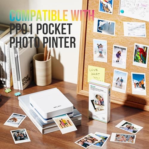 Nelko 52.3x90mm Premium Sticky Back Photo Paper, 50-Pack Genuine PP01 & PP03 Pocket Printer Paper, Water Resistant Photo Paper, Compatible with Nelko Photo Printer Series, Easy to Peel, White