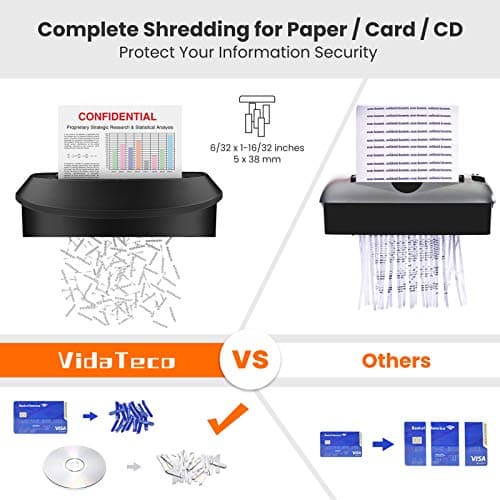 VidaTeco Paper Shredder 14-Sheet Cross-Cut Shredder with US Patented Cutter,Also Shreds Card/CD,Heavy Duty Paper Shredding Machine for Home Office,Fast with Jam Proof System,6.6-Gallon Basket (ETL)