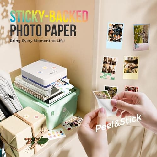 Nelko 52.3x90mm Premium Sticky Back Photo Paper, 50-Pack Genuine PP01 & PP03 Pocket Printer Paper, Water Resistant Photo Paper, Compatible with Nelko Photo Printer Series, Easy to Peel, White
