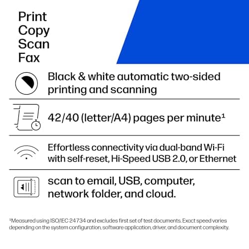 HP Laserjet Pro MFP 4101fdw Wireless Black & White All-in-One Laser Printer, Scanner, Copier, Fax, Best-for-Office (2Z619F)