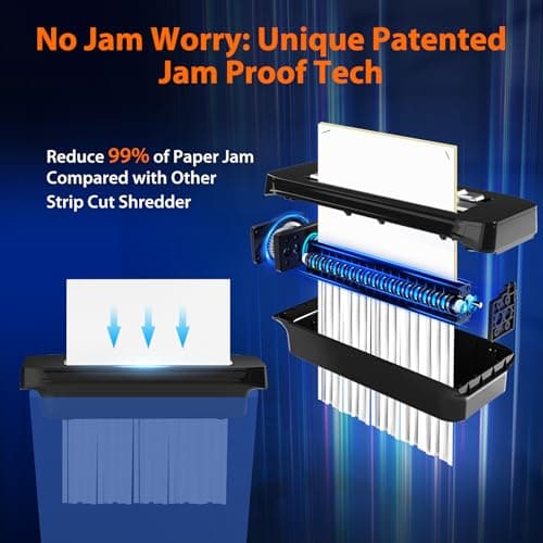 VidaTeco Paper Shredder Without Basket 6-Sheet Strip Cut Shredder for Home Use,Small Document Shredding Machine for Office,Shred Staple/Card,Mini Portable with Extendable Arm,Jam Proof