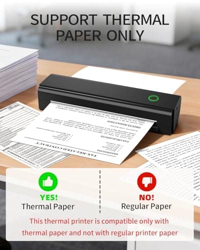 NDYIN Portable Printers Wireless for Travel, N80 Wireless Thermal Printer Bluetooth Inkless Printer Support 8.5" X 11" US Letter & A4, Compatible with iOS, Android, Laptop