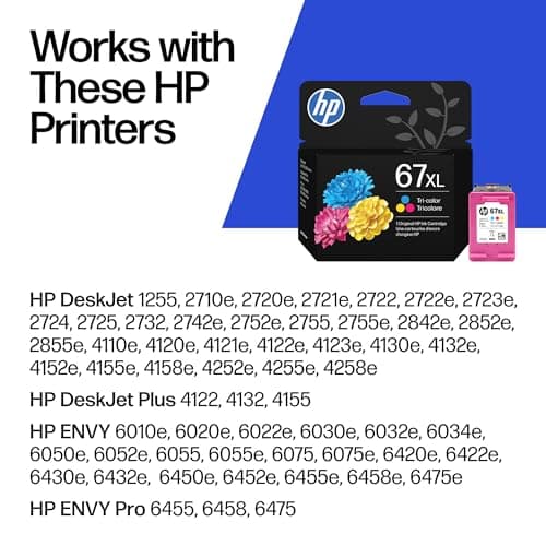 HP 67XL Tri-Color High-Yield Ink Cartridge | Works with DeskJet 1255, 2700, 4100 Series, Envy 6000, 6400 Series | Eligible for Instant Ink | 3YM58AN