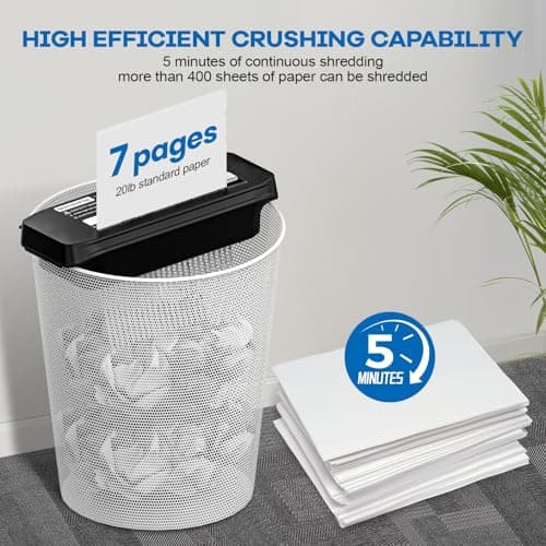 Membship Paper Shredder for Home Use, 7 Sheet Strip Cut Small Paper Shredder Without Basket for Home Office, Portable Shredder Extendable Arm Design with Overheat Protection,Jam Proof