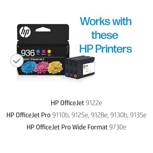 HP 936 Cyan, Magenta, Yellow Ink Cartridges (3-Pack) | Works with OfficeJet 9120, Pro 9110, 9120, 9130, Wide Format 9730 | Eligible for Instant Ink | 6C3Z3LN