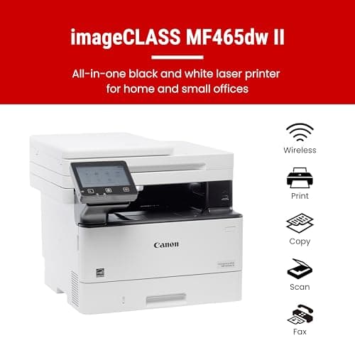 Canon imageCLASS MF465dw II - Monochrome Wireless Duplex Laser Printer with Print, Copy, Scan, Fax, Expandable Paper Capacity and 3 Year Limited Warranty, 42 PPM