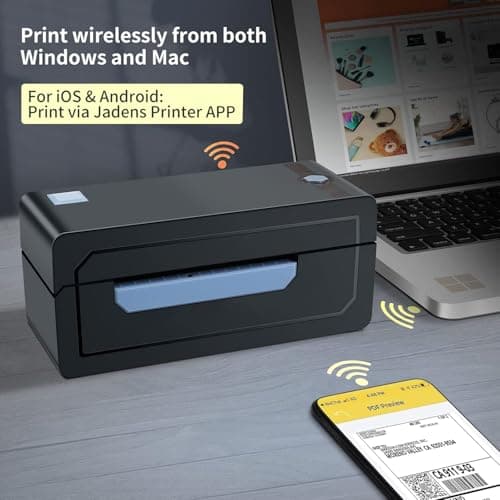 JADENS Bluetooth Thermal Shipping Label Printer – Wireless 4x6 Shipping Label Printer, Compatible with Android, iPhone, Windows & Mac, Widely Used for, Amazon, Shopify, Etsy, USPS(Blue)