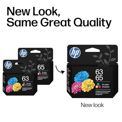 HP 63 65 Tri-Color Ink Cartridge | Works AMP; DeskJet 1100, 2100, 2600, 3600; Envy 4500, 5000; OfficeJet 3800, 4600, 5200 Series | B7RT2AN
