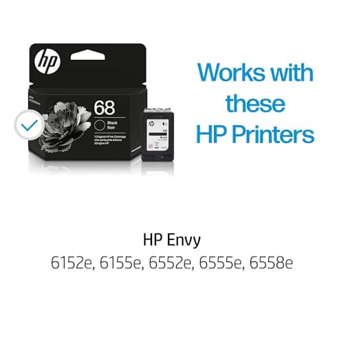 HP 68 Black Ink Cartridge | Works Envy 6100e, 6500e Series | Eligible for Instant Ink | 7FP21TN