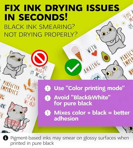 Premium Printable Vinyl Sticker Paper for Inkjet Printer and Laser - 20 White Matte Sticker Paper Waterproof - Durability Adhesive Paper 8.5 x 11, Fast Dry, Holds Ink Well, Great for Cutting Machines