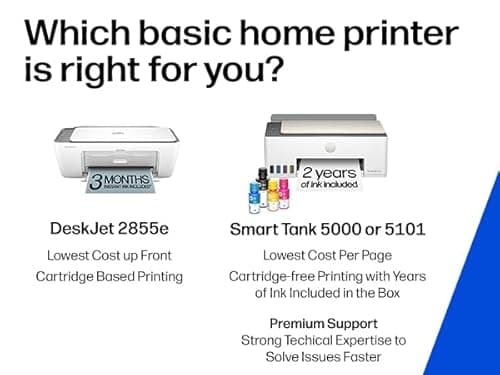HP DeskJet 2855e Wireless All-in-One Color Inkjet Printer, Scanner, Copier, Best-for-home, 3 month Instant Ink trial included. This printer is only 2.4 ghz capable. (588S5A)