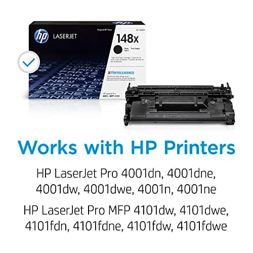 HP Original 148X Black LaserJet Toner Cartridge | This Cartridge Works LaserJet Pro 4001, MFP 4101 | W1480X