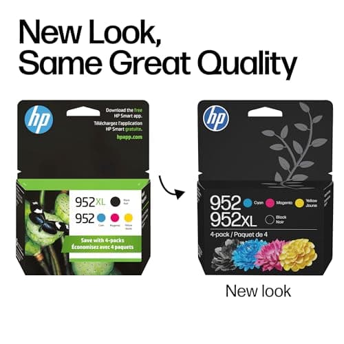 HP 952XL Black + 952 Cyan, Magenta, Yellow Ink | Works with Printer Series: OfficeJet 8702, OfficeJet Pro 7720, 7740, 8210, 8710, 8720, 8730, 8740 | N9K28AN