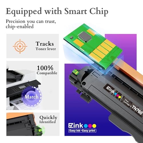 E-Z Ink TN760 Toner for Brother Printer Compatible for Brother TN-760 TN730 TN-730 Toner Cartridges to Use with MFC-L2710DW MFC-L2750DW HL-L2350DW HL-L2370DW HL-L2395DW L2390DW DCP-L2550DW (2 Black)